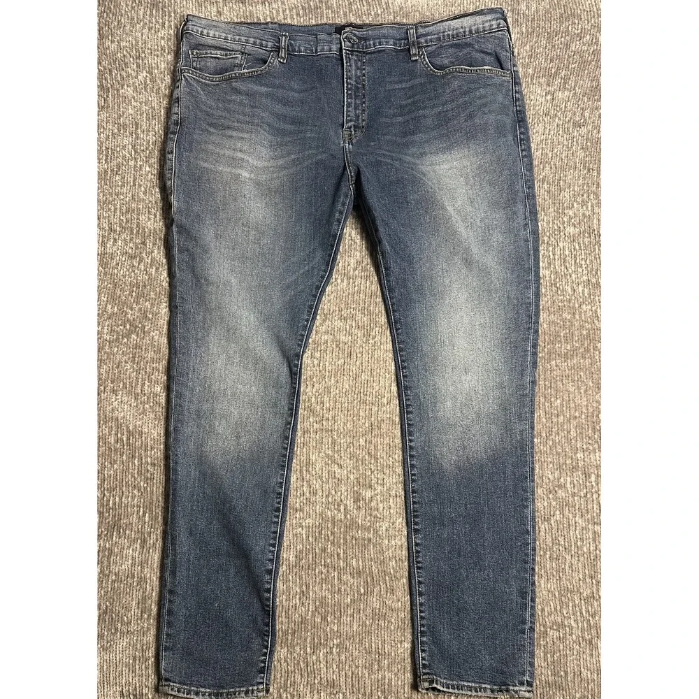 True Religion Jeans Mens 44x33 Ricky Relaxed Skinny Med Blue Wash Denim
